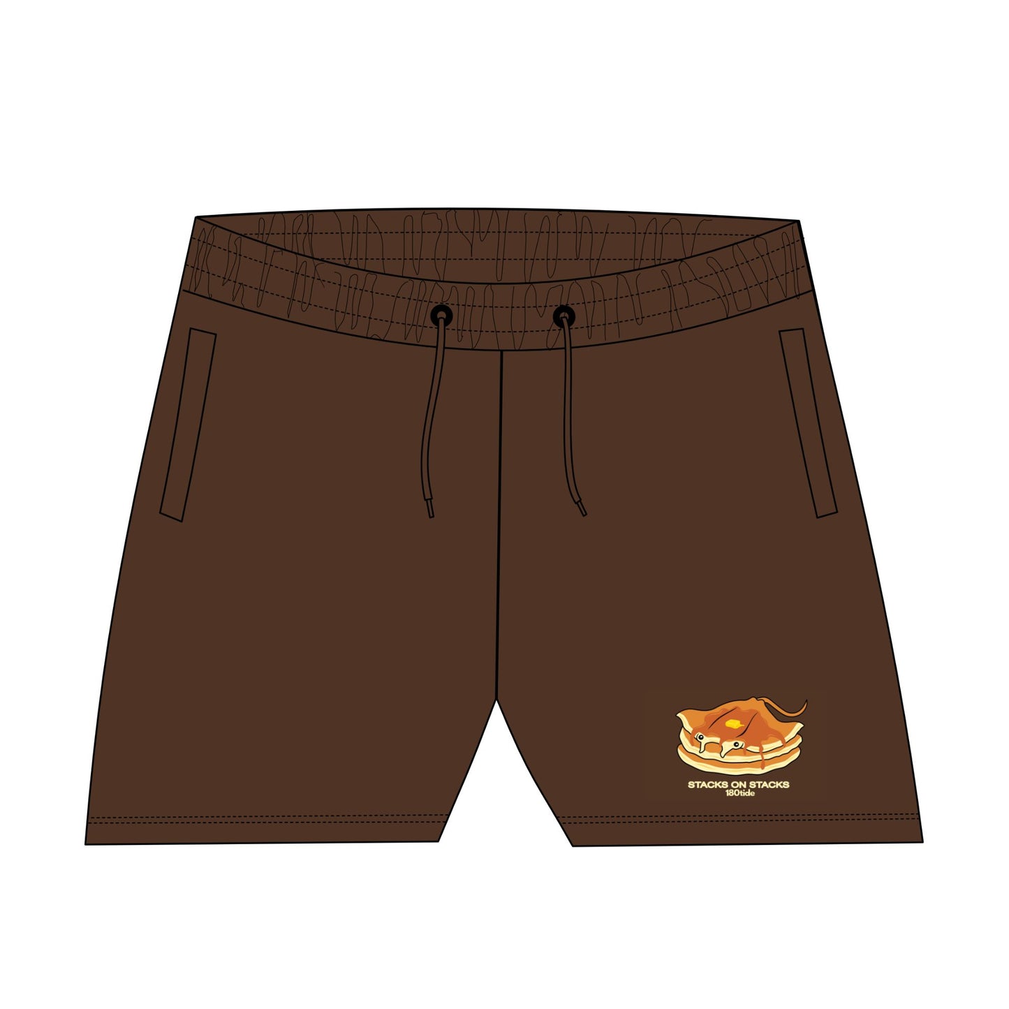 Stacks Manta Ray Pancakes Brown Sweatshorts 7"