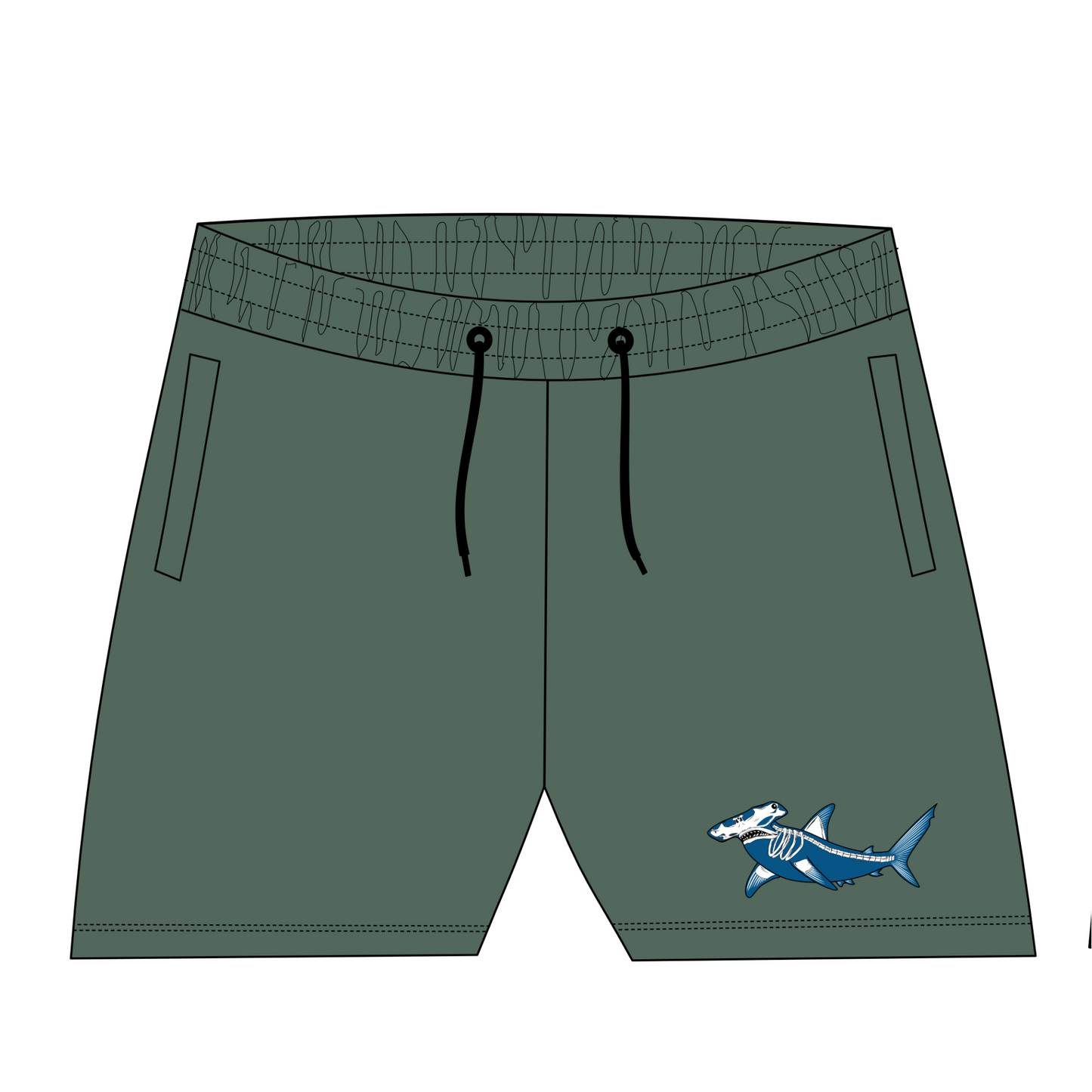 Hammerhead Skeleton Sage Green Sweatshorts 7"