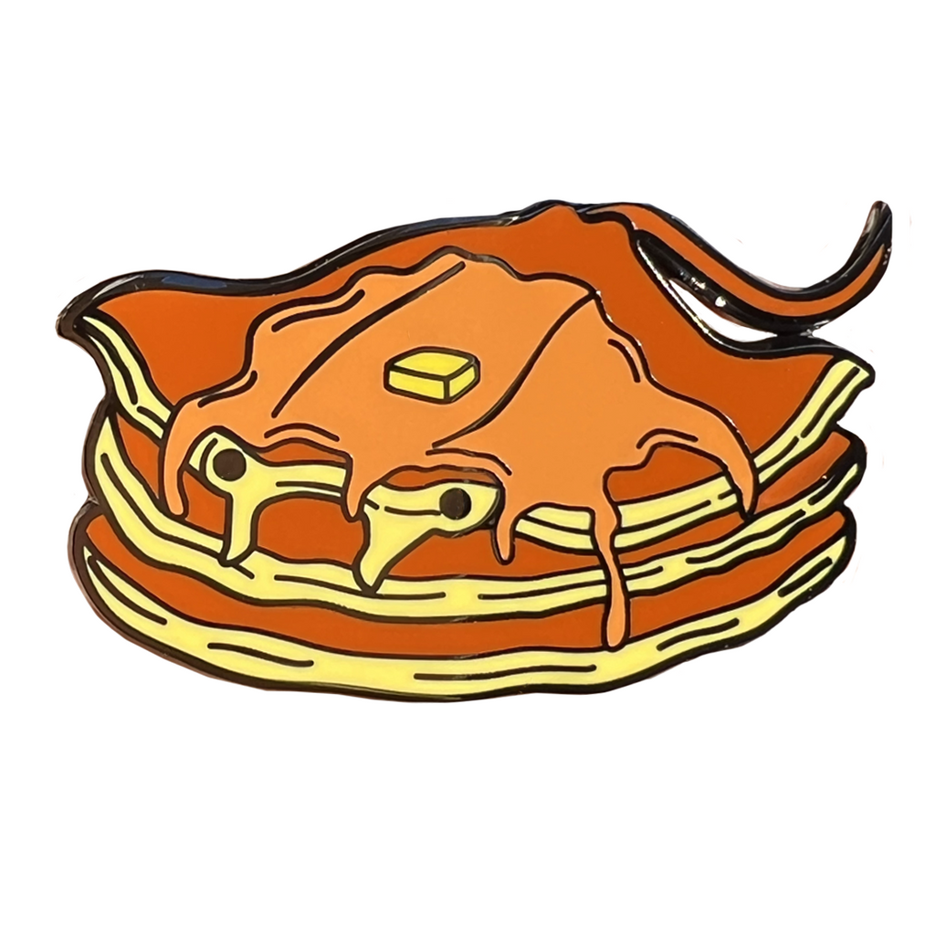 Stacks Pancake Manta Ray Enamel Pin