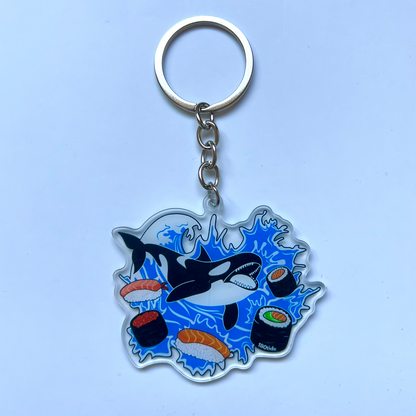 Orca's Sushi Acrylic Keychain