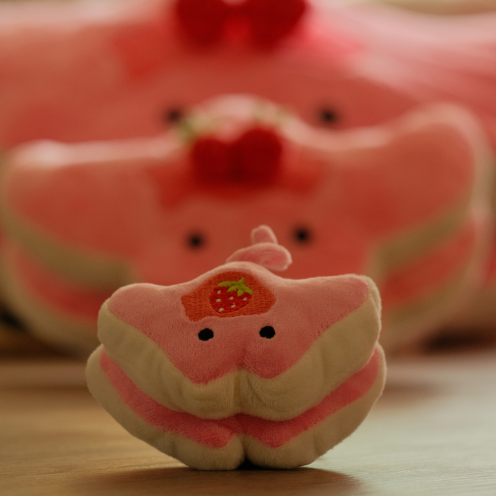 Strawberry Stacks the Pancake Manta Ray Plush Keychain