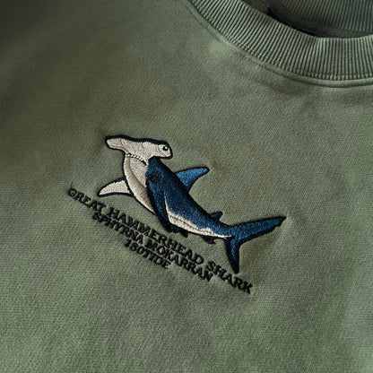 Hammerhead Skeleton Sage Green Crewneck Sweatshirt