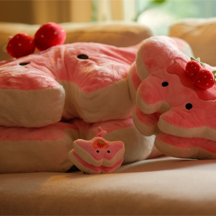 Strawberry Stacks the Pancake Manta Ray Plush Keychain