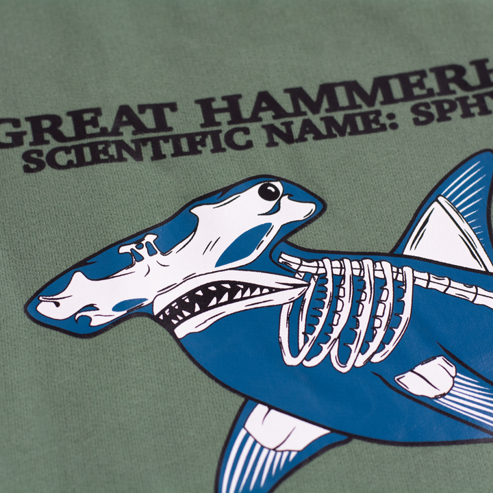 Hammerhead Skeleton Sage Green Crewneck Sweatshirt