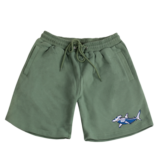 Hammerhead Skeleton Sage Green Sweatshorts 7"