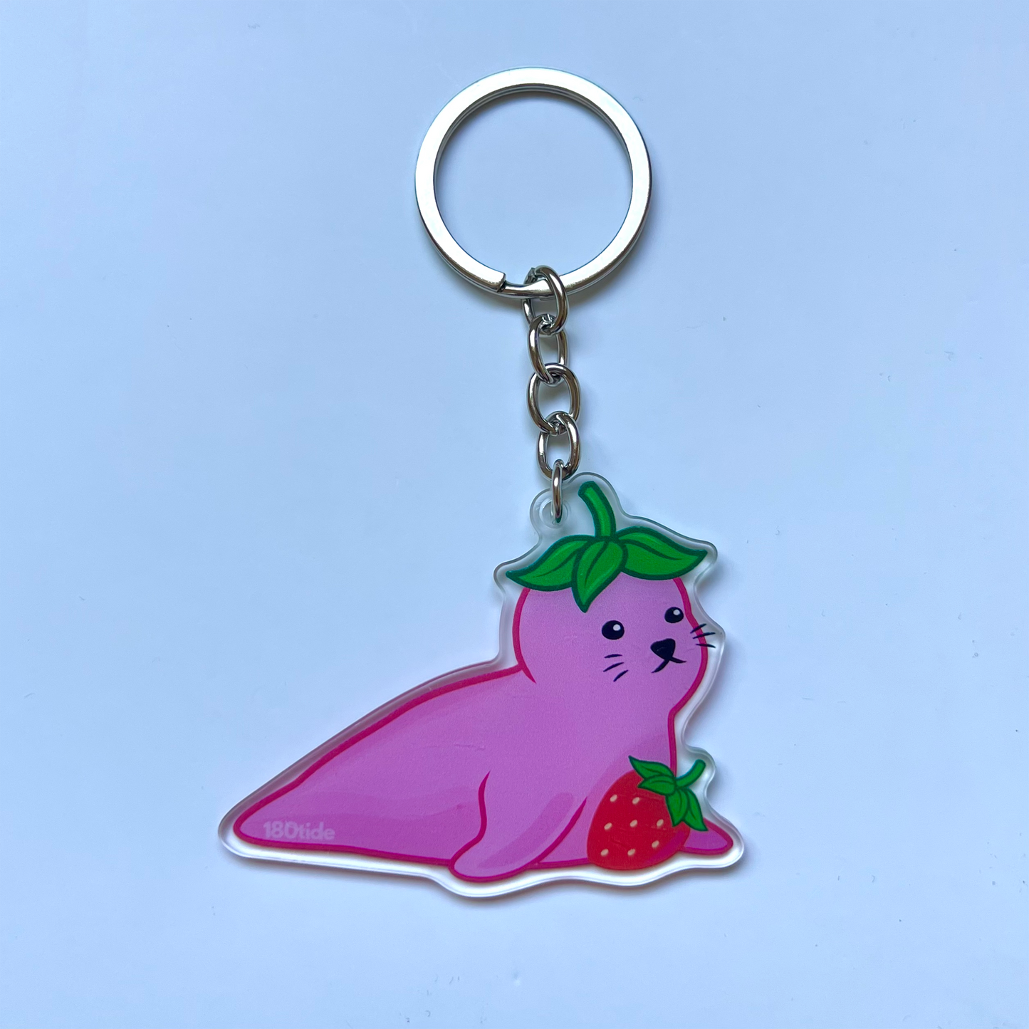 Mochi the Strawberry Seal Acrylic Keychain