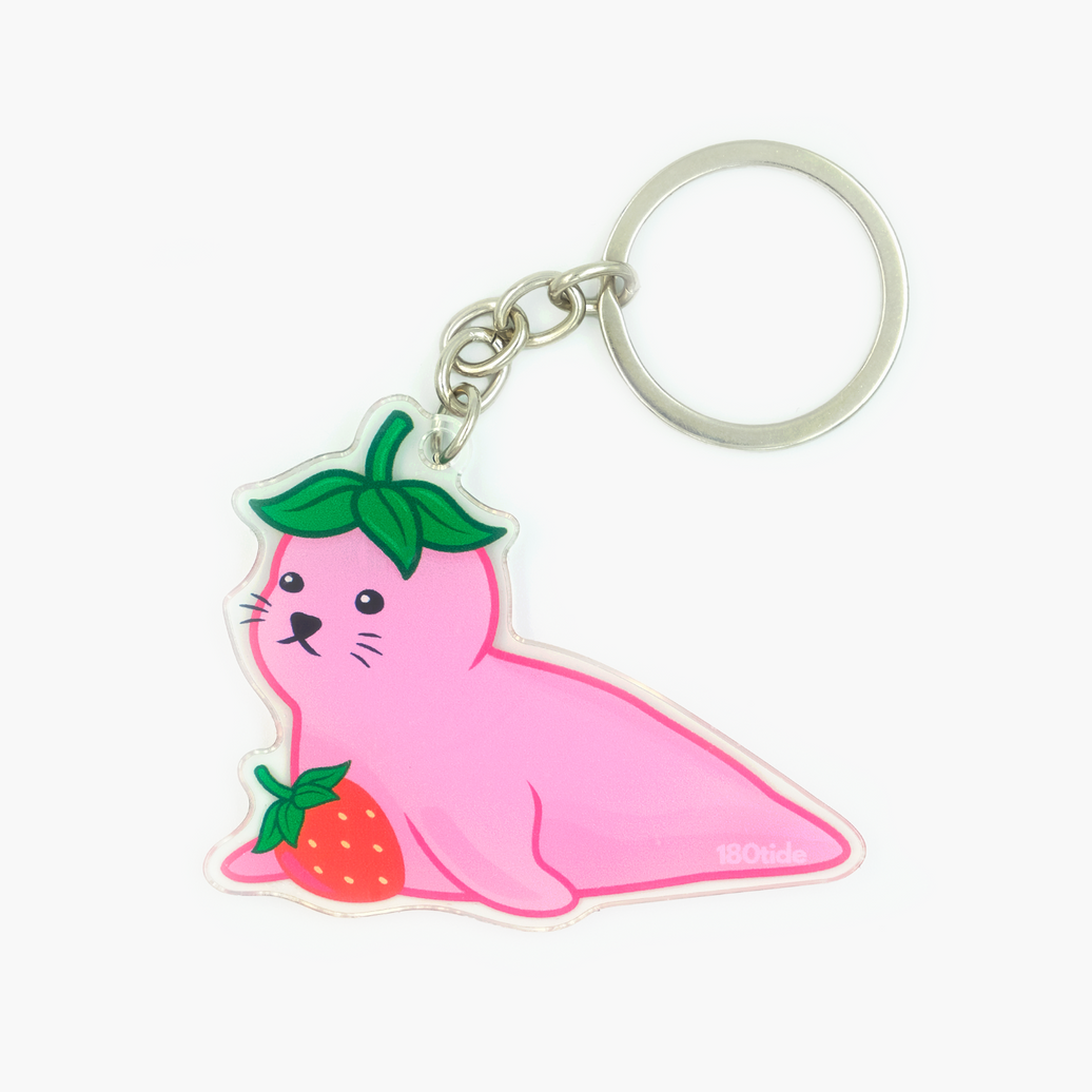Kelsa the Strawberry Seal Acrylic Keychain