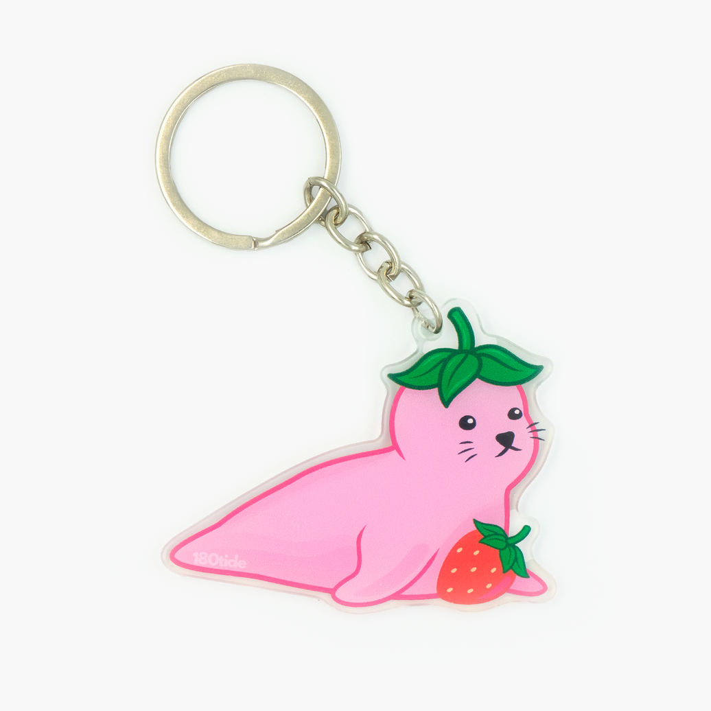 Kelsa the Strawberry Seal Acrylic Keychain