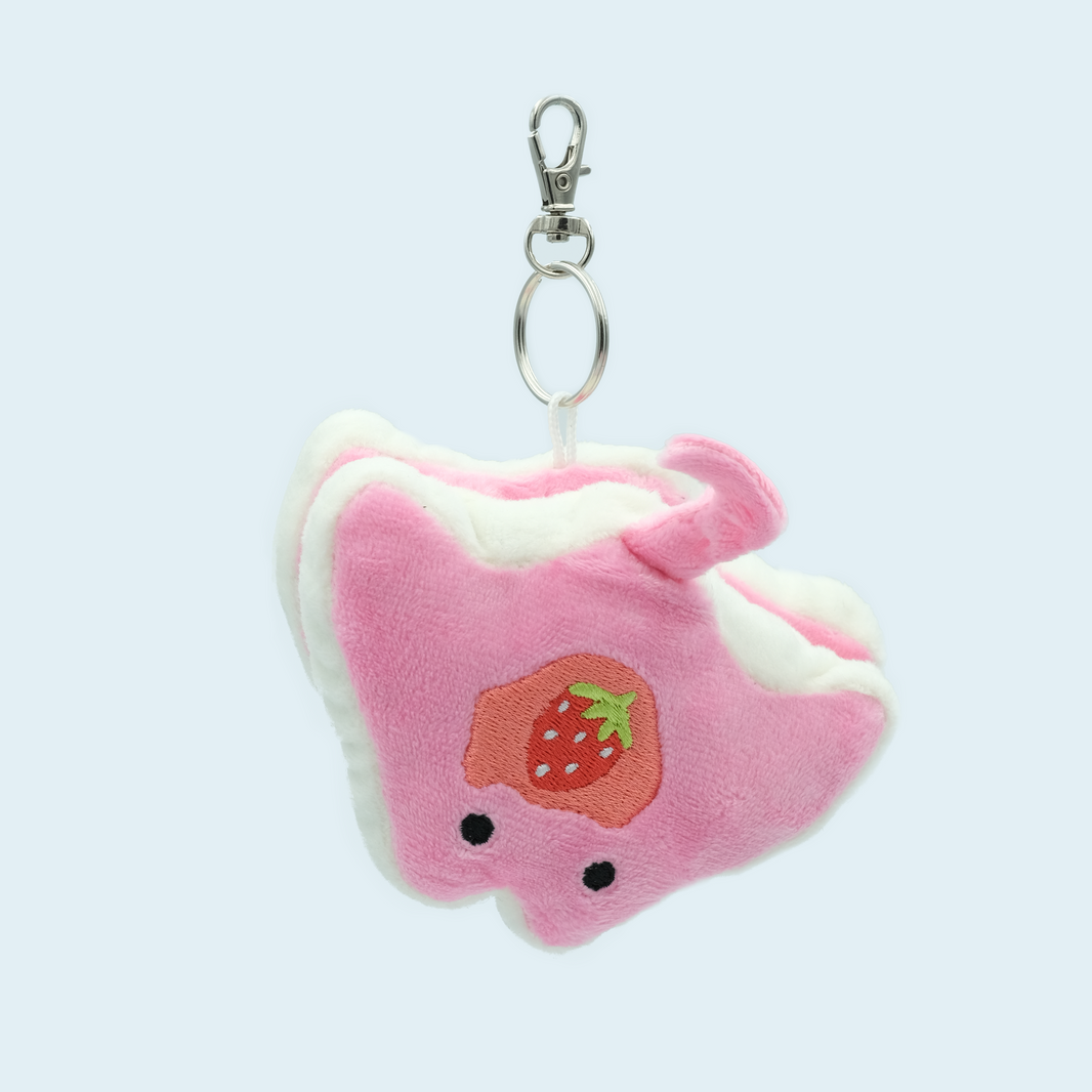 Strawberry Stacks the Pancake Manta Ray Plush Keychain