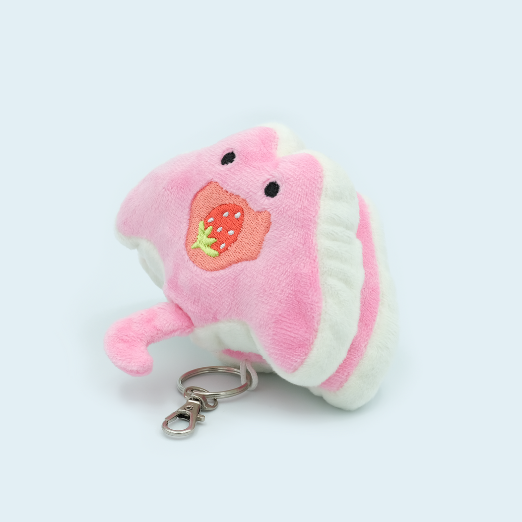 Strawberry Stacks the Pancake Manta Ray Plush Keychain