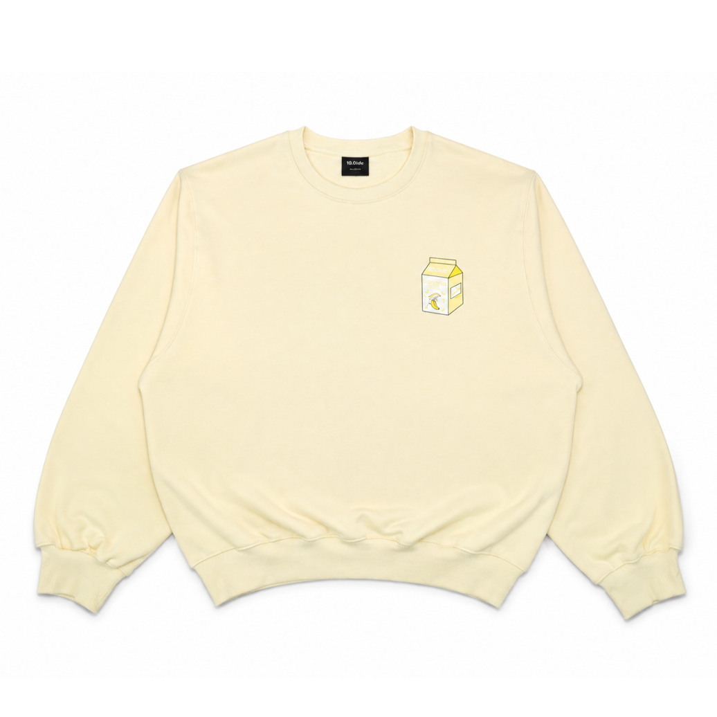 Bandan Banana Dolphin Milk Crewneck in Banana Yellow, front view