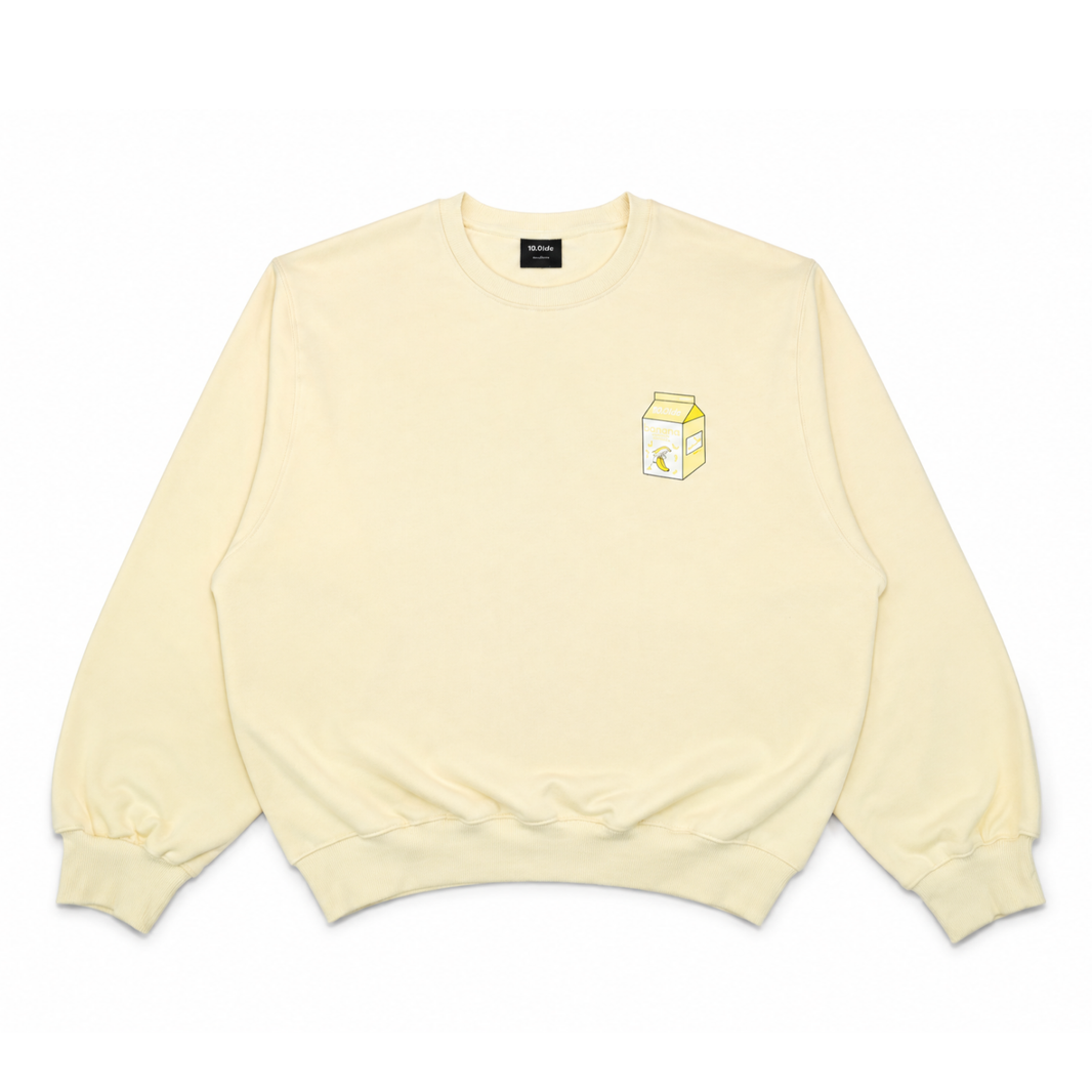 Bandan Banana Dolphin Milk Crewneck in Banana Yellow, front view