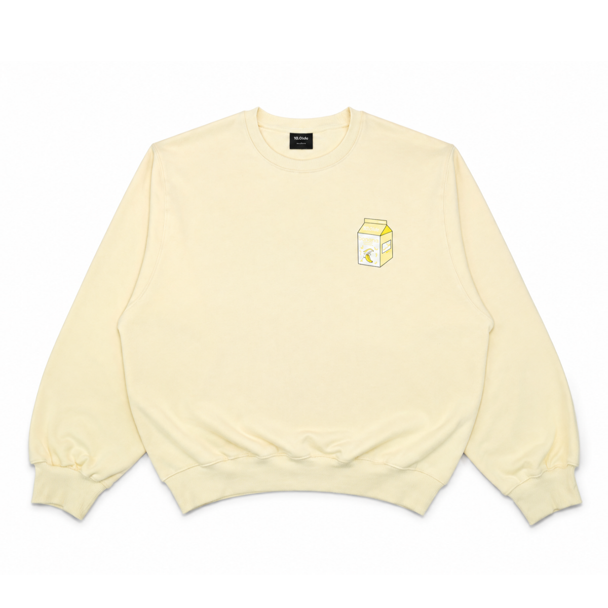 Bandan Banana Dolphin Milk Crewneck in Banana Yellow, front view