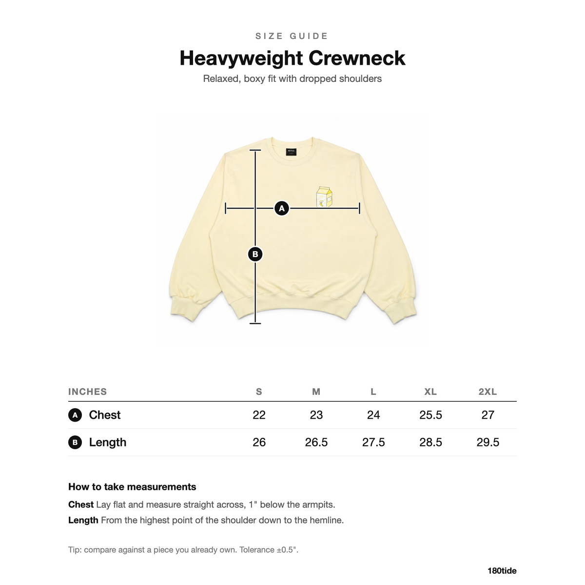 Bandan Banana Dolphin Milk Crewneck size guide