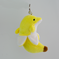 Bandan the Banana Dolphin Plush Keychain, hanging front view