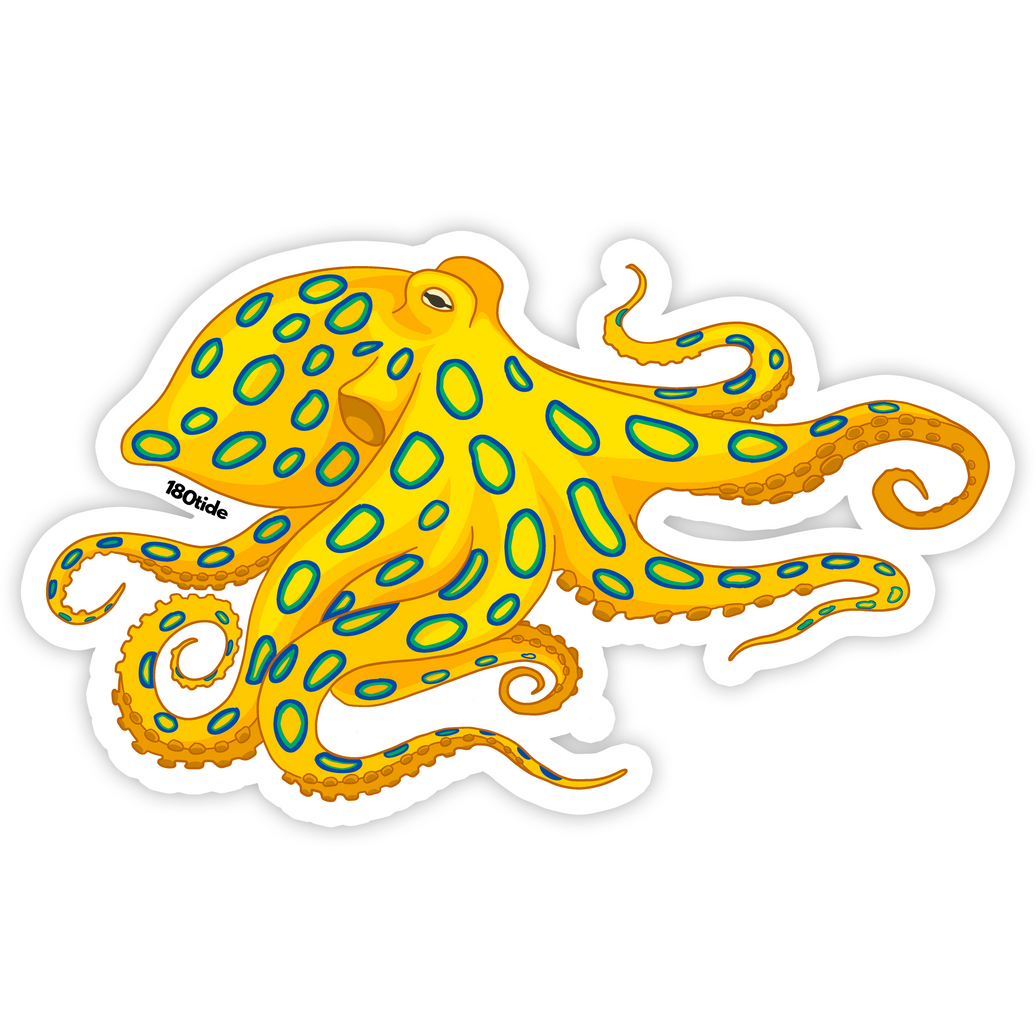 Blue-Ringed Octopus Sticker, die-cut vinyl sticker, front