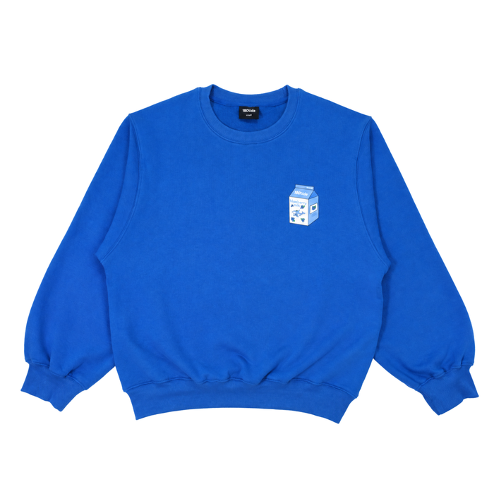 Calypso Blueberry Orca Milk Crewneck in Blueberry Blue, front view