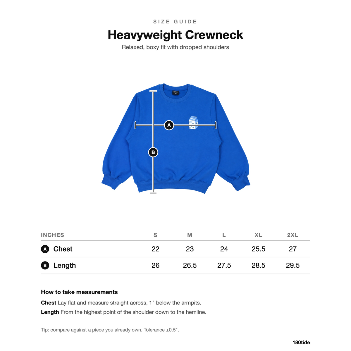 Calypso Blueberry Orca Milk Crewneck size guide