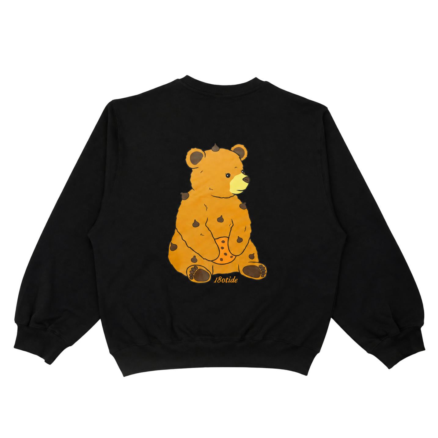 Chip the Cookie Bear Crewneck in Onyx, back view with full back print
