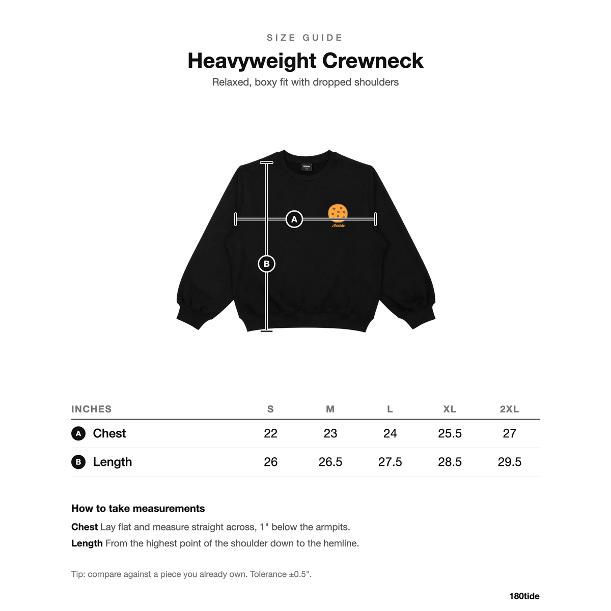 Chip the Cookie Bear Crewneck size guide