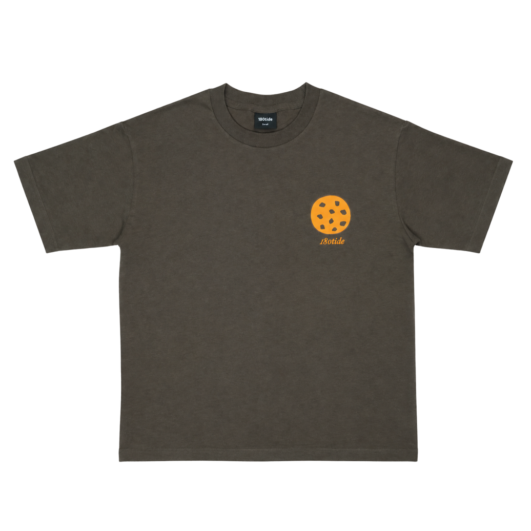 Chip the Cookie Bear Tee in Espresso, front view with cookie chest print