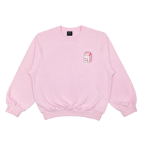 Kelsa Strawberry Seal Milk Crewneck in Strawberry Pink, front view