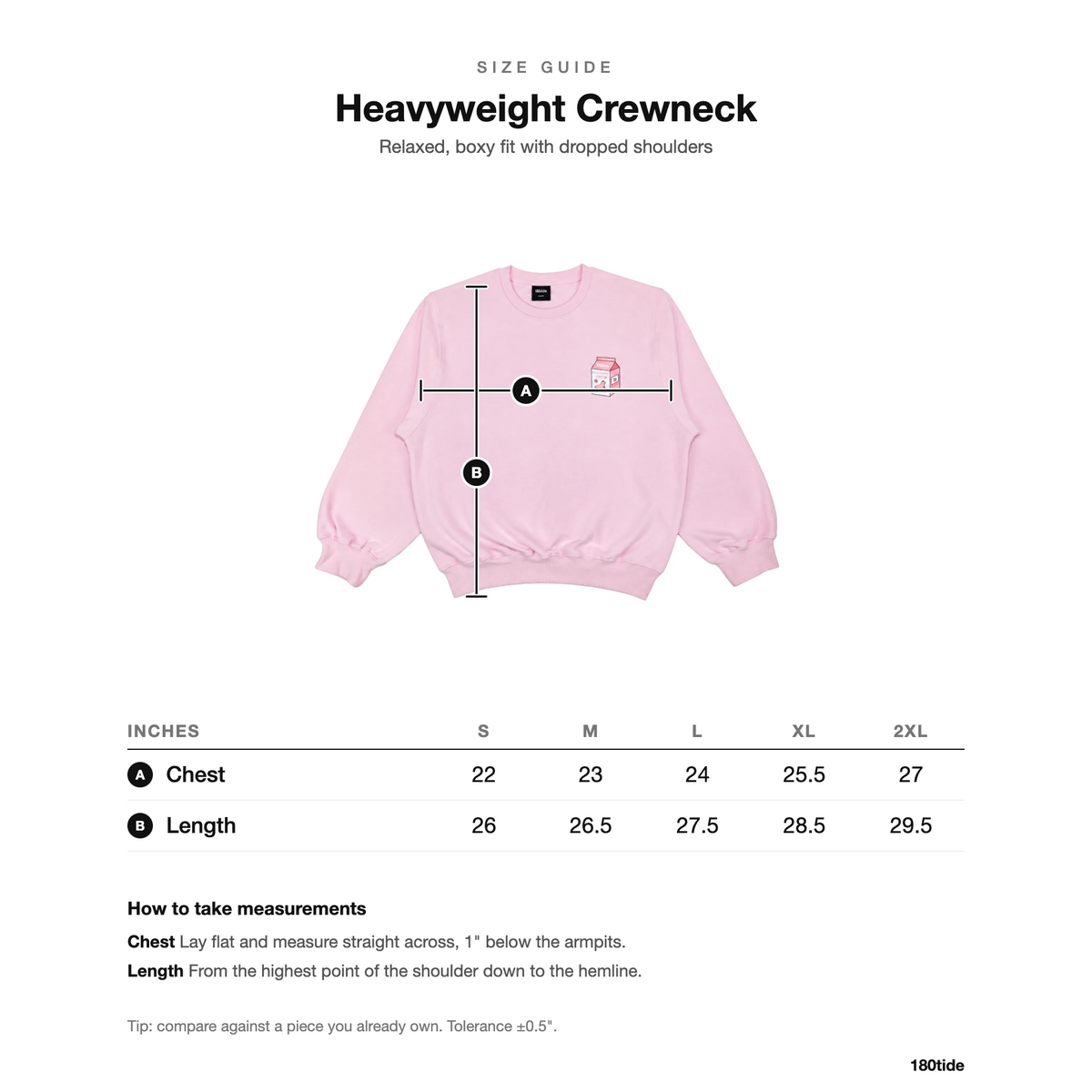 Kelsa Strawberry Seal Milk Crewneck size guide