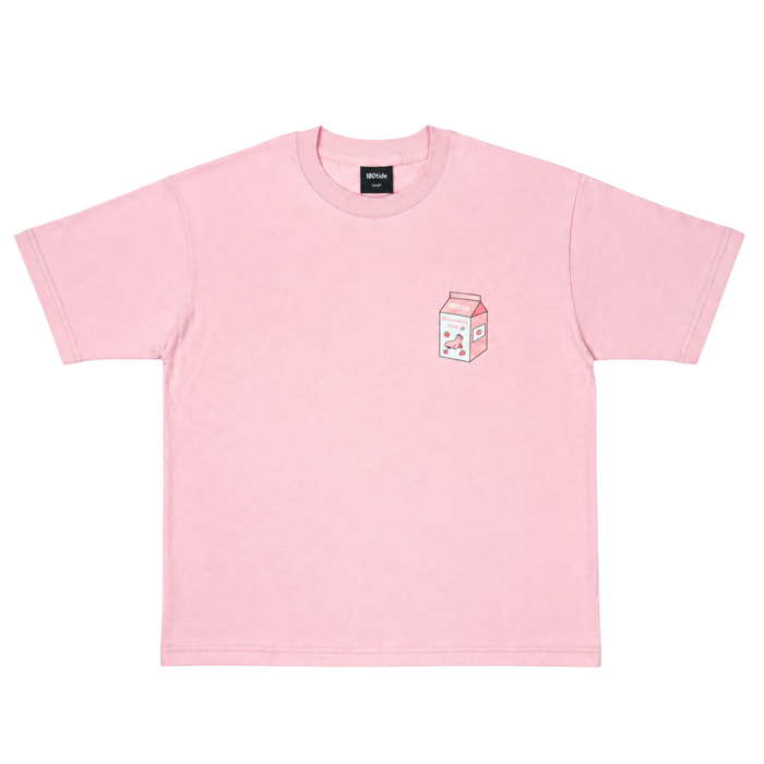 Kelsa Strawberry Seal Milk Tee in Strawberry Pink, front view