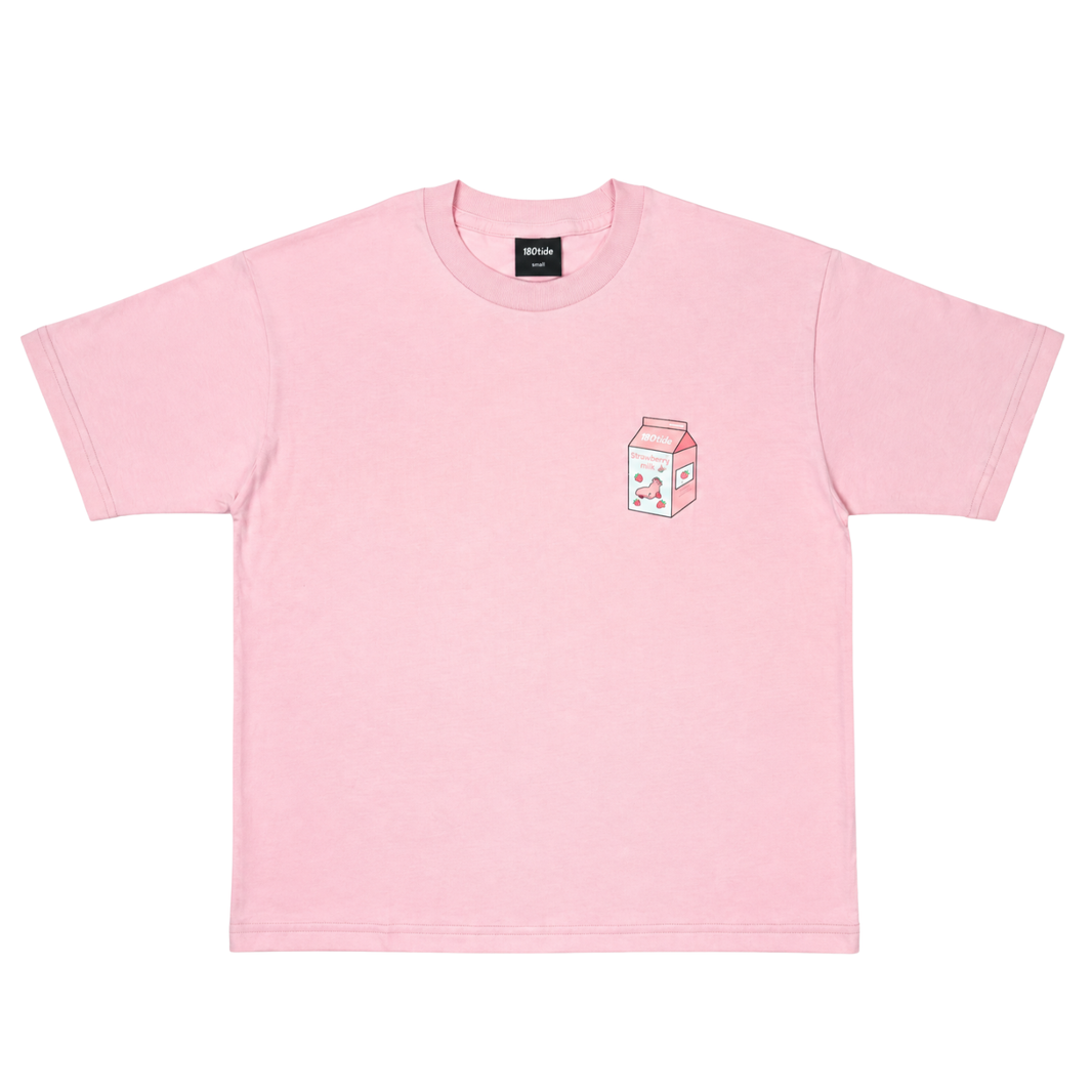 Kelsa Strawberry Seal Milk Tee in Strawberry Pink, front view