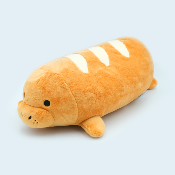 Louis the Baguette Manatee Plush, three-quarter view