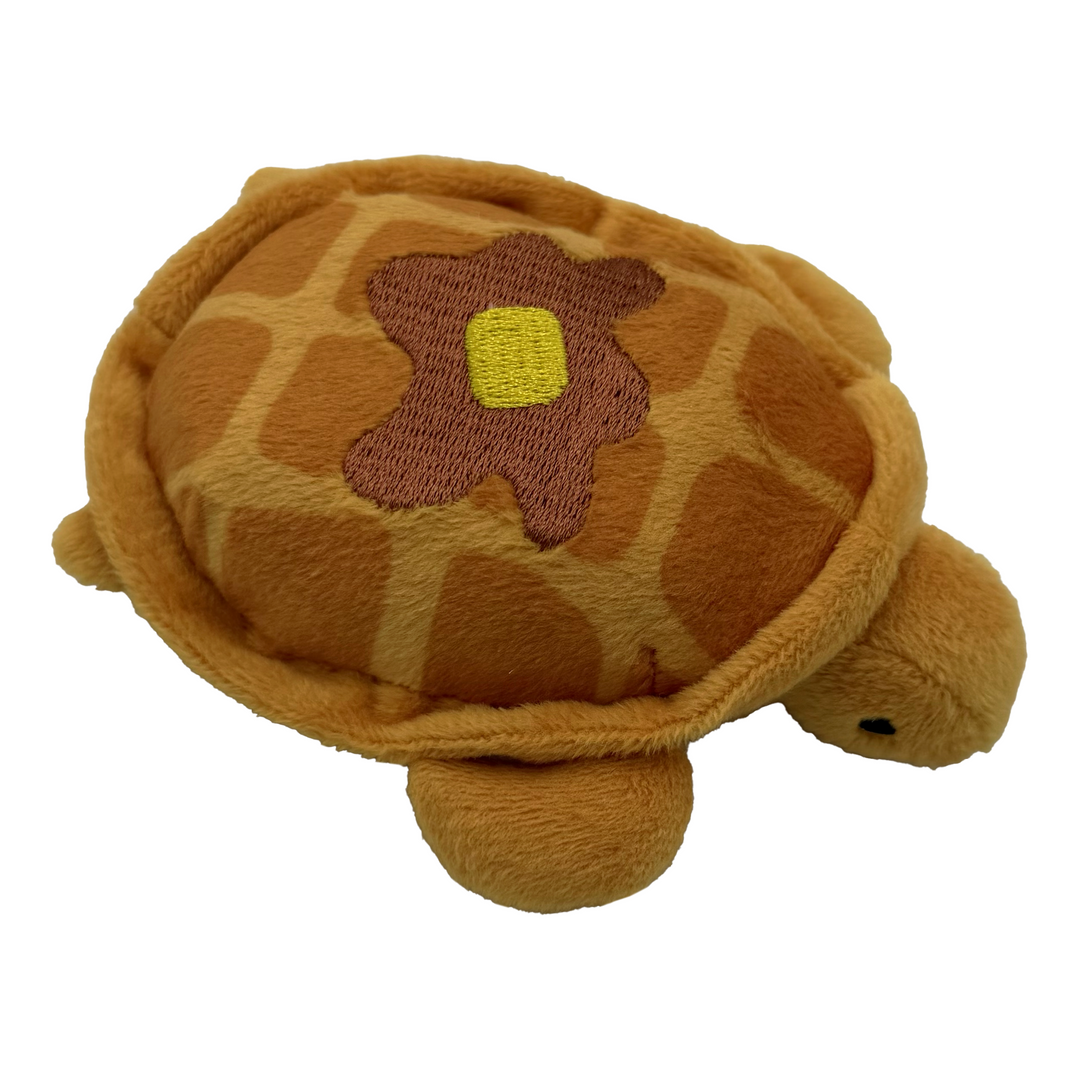 Maple the Waffle Turtle Miniature Plush, three-quarter top view