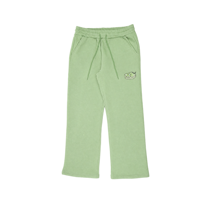 Matcha Stacks Sweatpants in Matcha Green, front view, relaxed straight leg