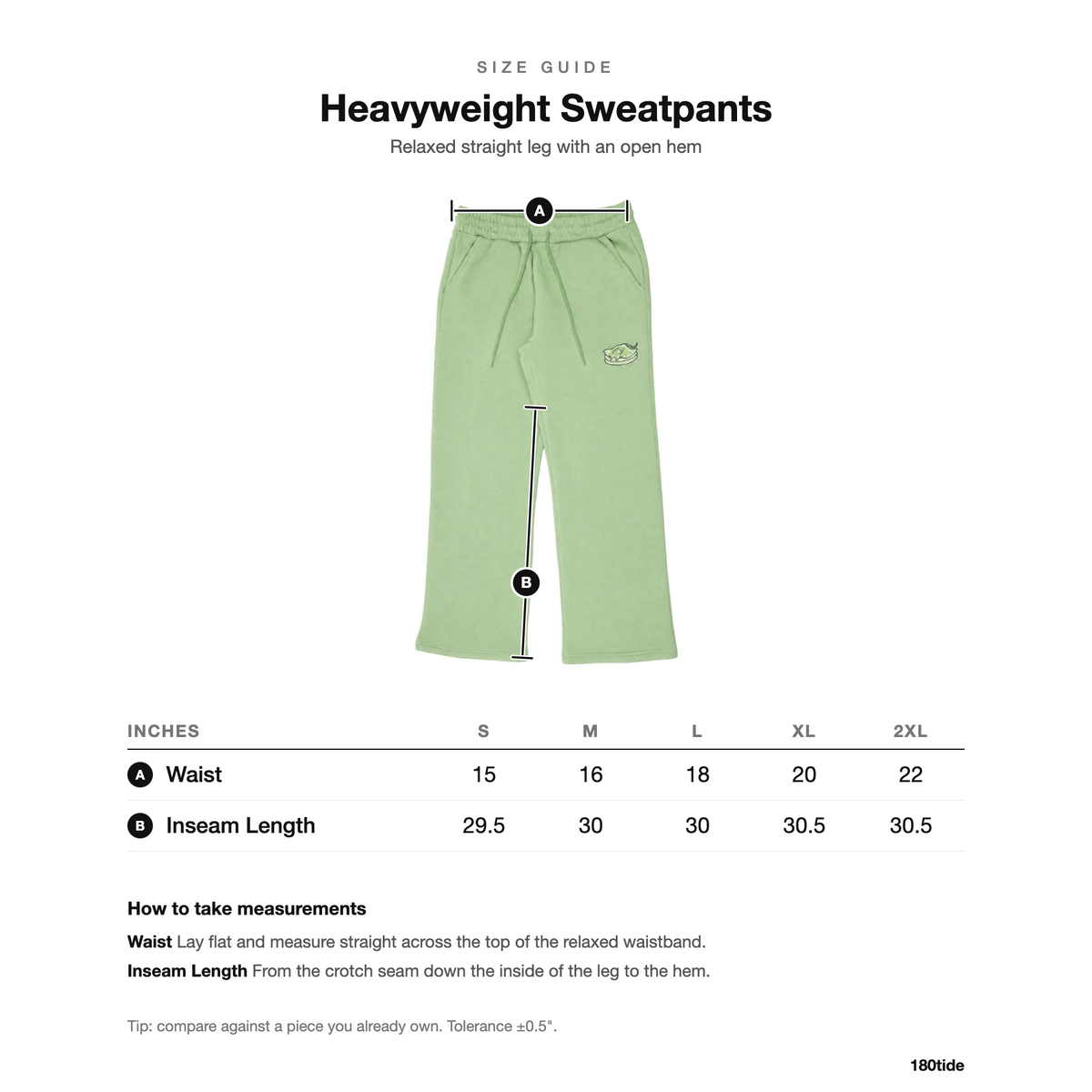 Matcha Stacks Sweatpants size guide