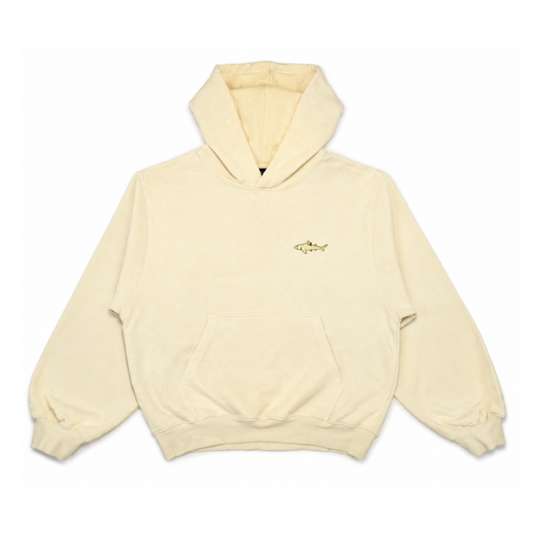 Pucker the Lemon Shark Hoodie in Lemon Yellow, front view