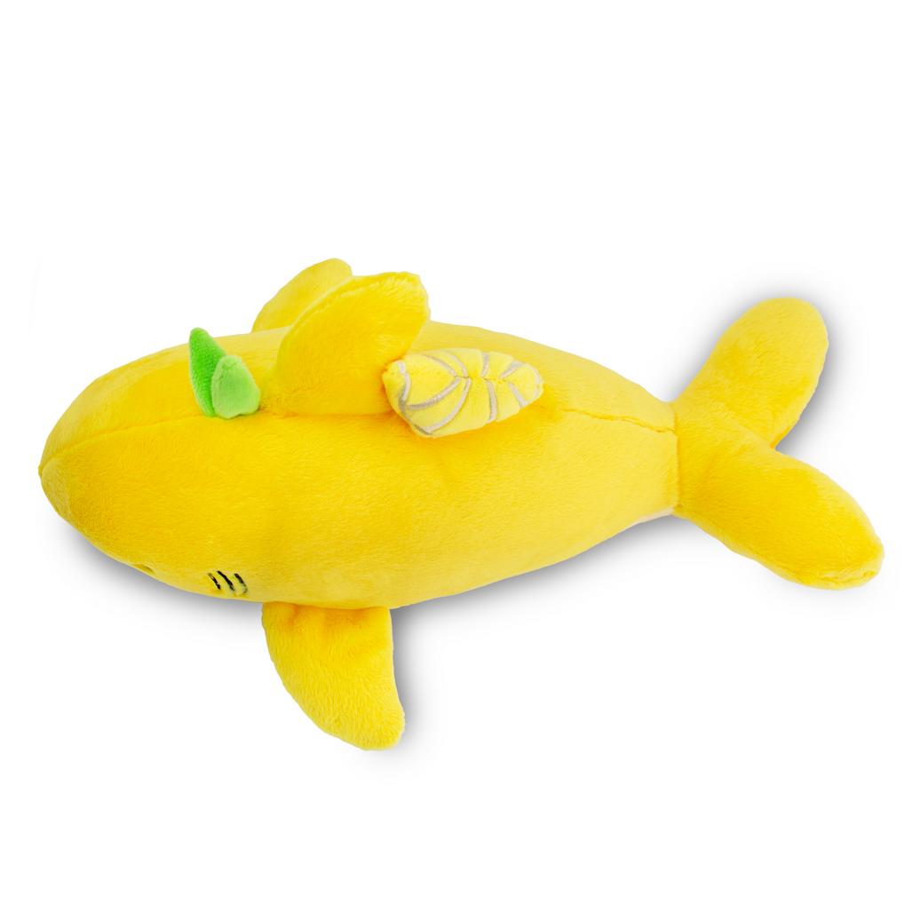 Pucker the Lemon Shark Plush, top three-quarter view