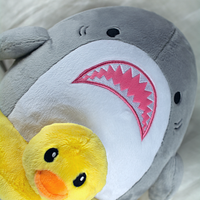 Samson the Shark Plush, face and floatie close-up