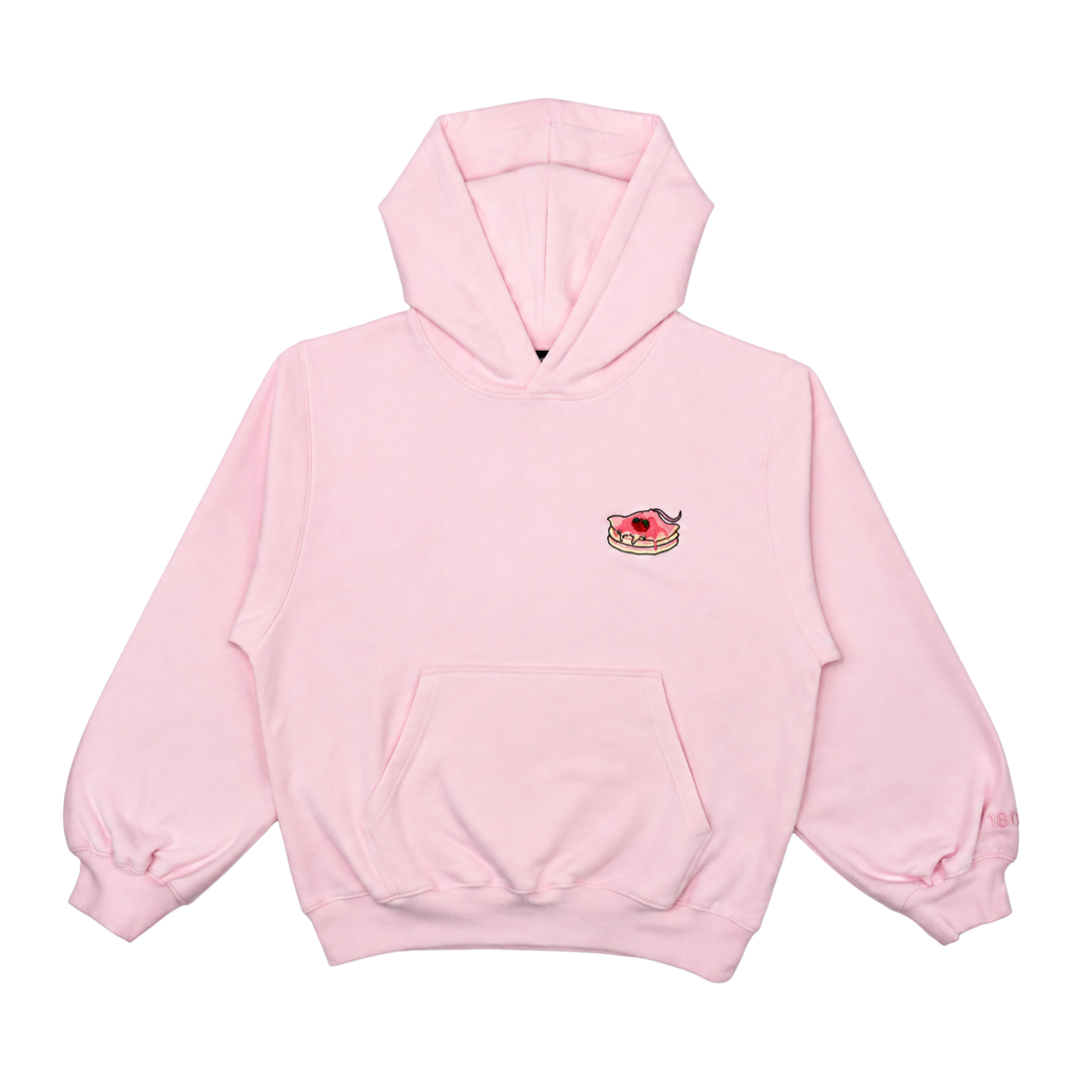 Strawberry Stacks the Pancake Manta Ray Hoodie in Strawberry Pink, front view