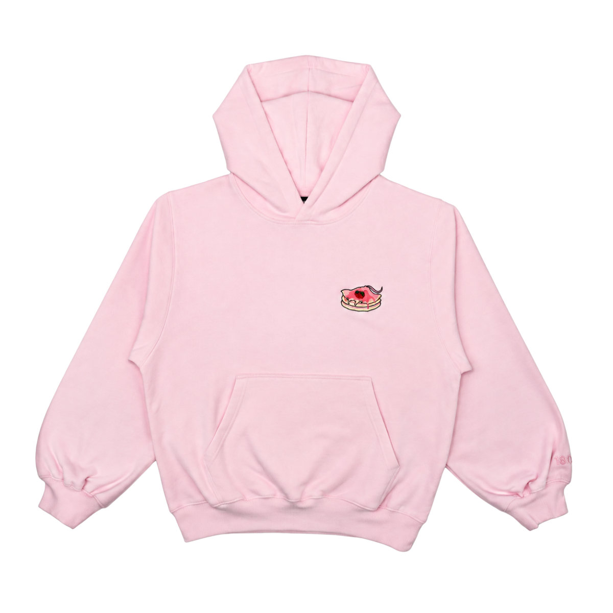 Strawberry Stacks the Pancake Manta Ray Hoodie in Strawberry Pink, front view