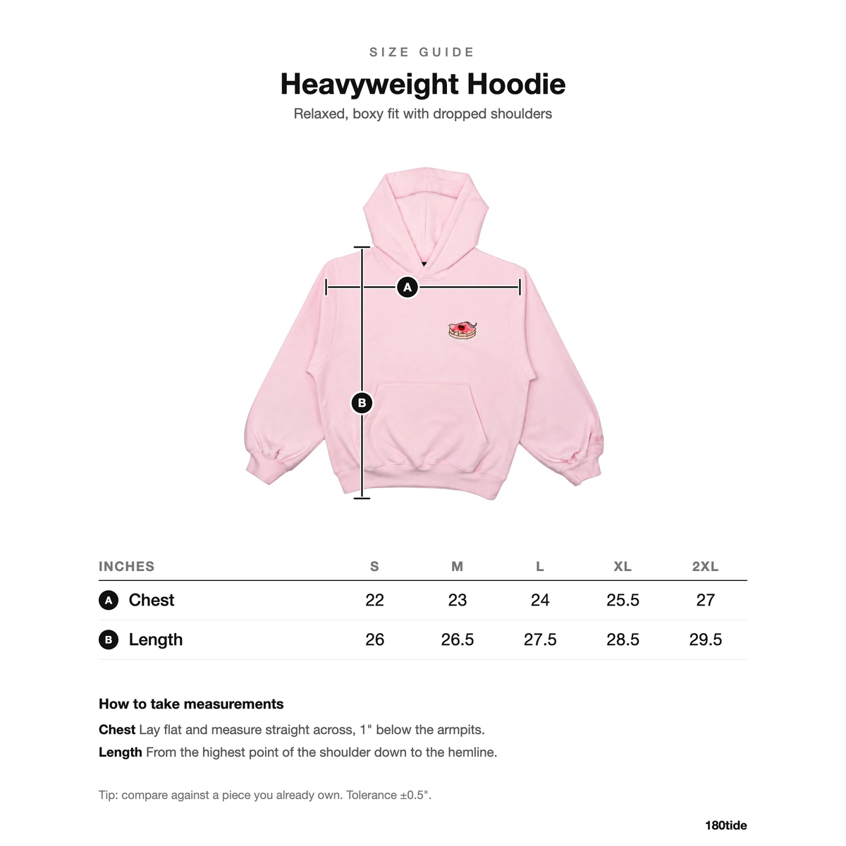 Strawberry Stacks Hoodie size guide
