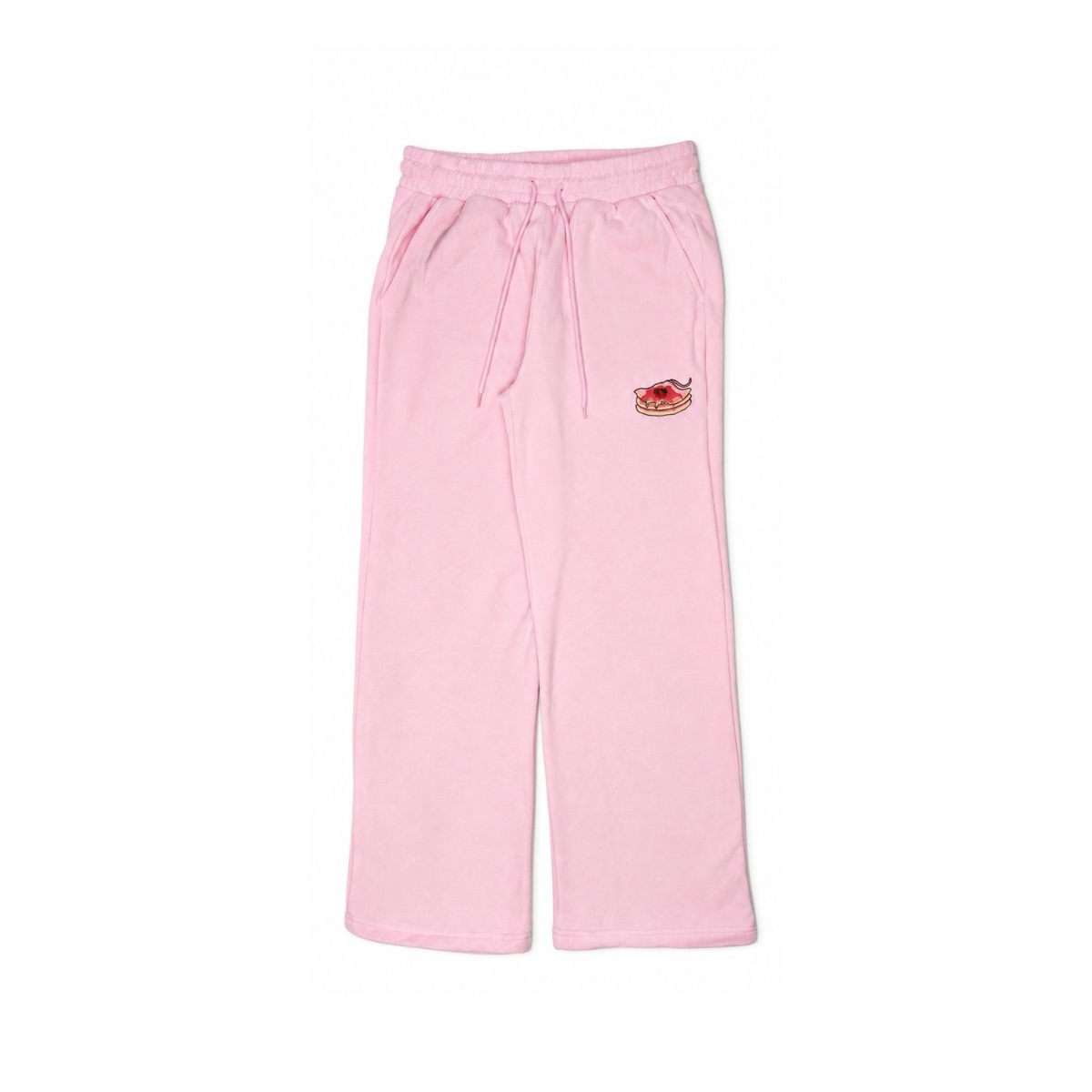 Strawberry Stacks Sweatpants in Strawberry Pink, front view, relaxed straight leg