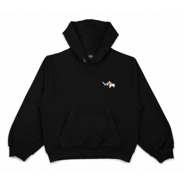 Takashi the Sushi Hammerhead Hoodie in Onyx black, front view