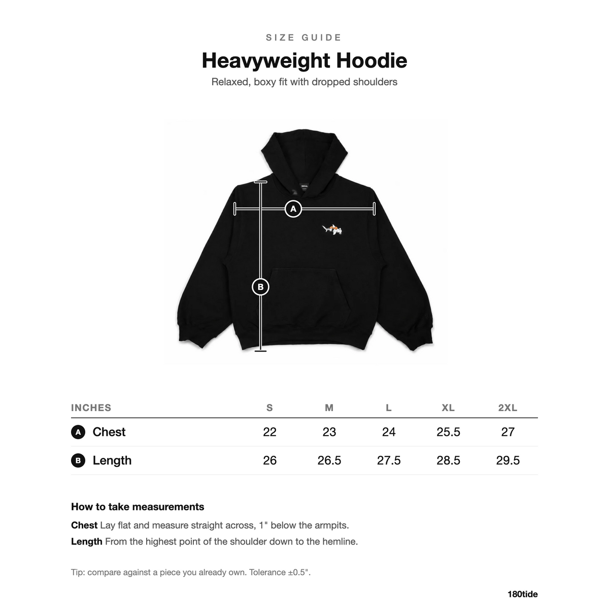 Takashi the Sushi Hammerhead Hoodie size guide