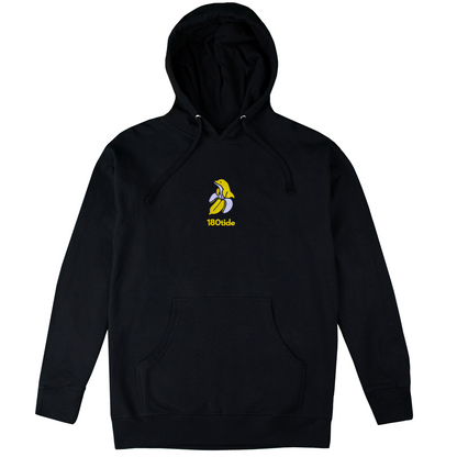 BanDan the Banana Dolphin Embroidered Black Hoodie. Banana Dolphin Clothing.