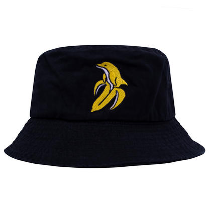 BanDan the Banana Dolphin Embroidered Black Bucket Hat