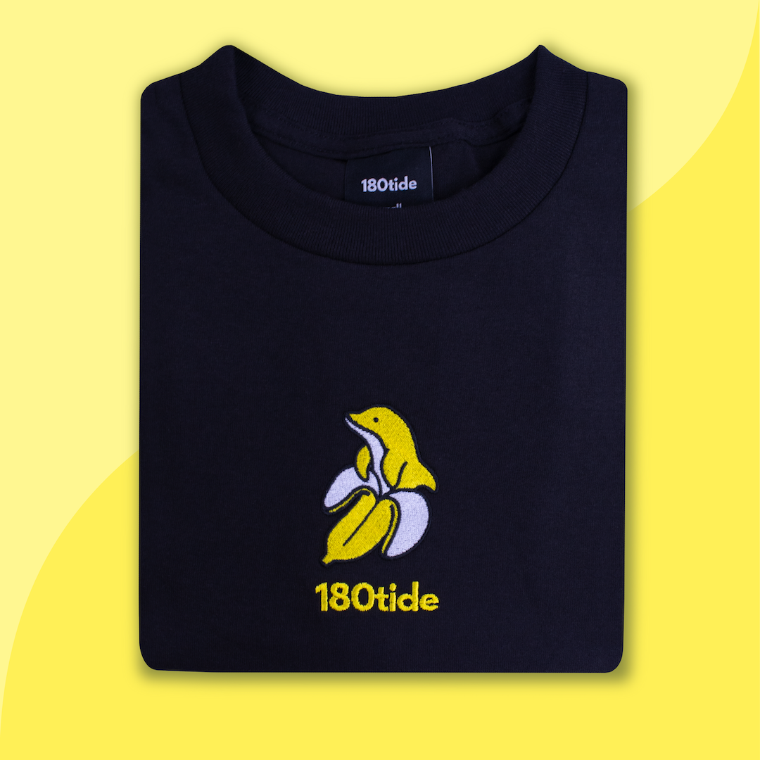BanDan the Banana Dolphin Embroidered Short Sleeve Shirt. Banana Dolphin Clothing.