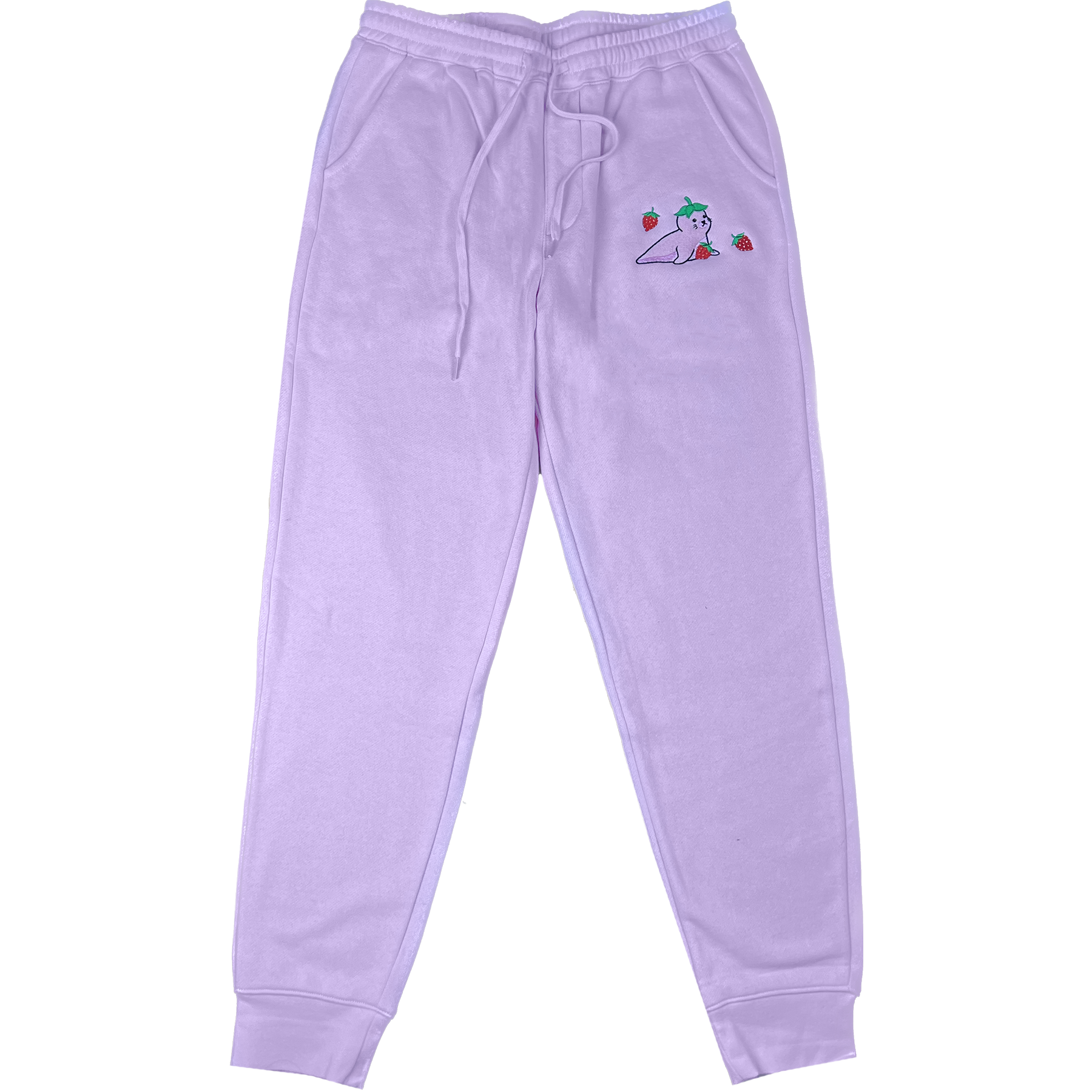 Mochi the Strawberry Seal Embroidered Pink Sweatpants – 180tide