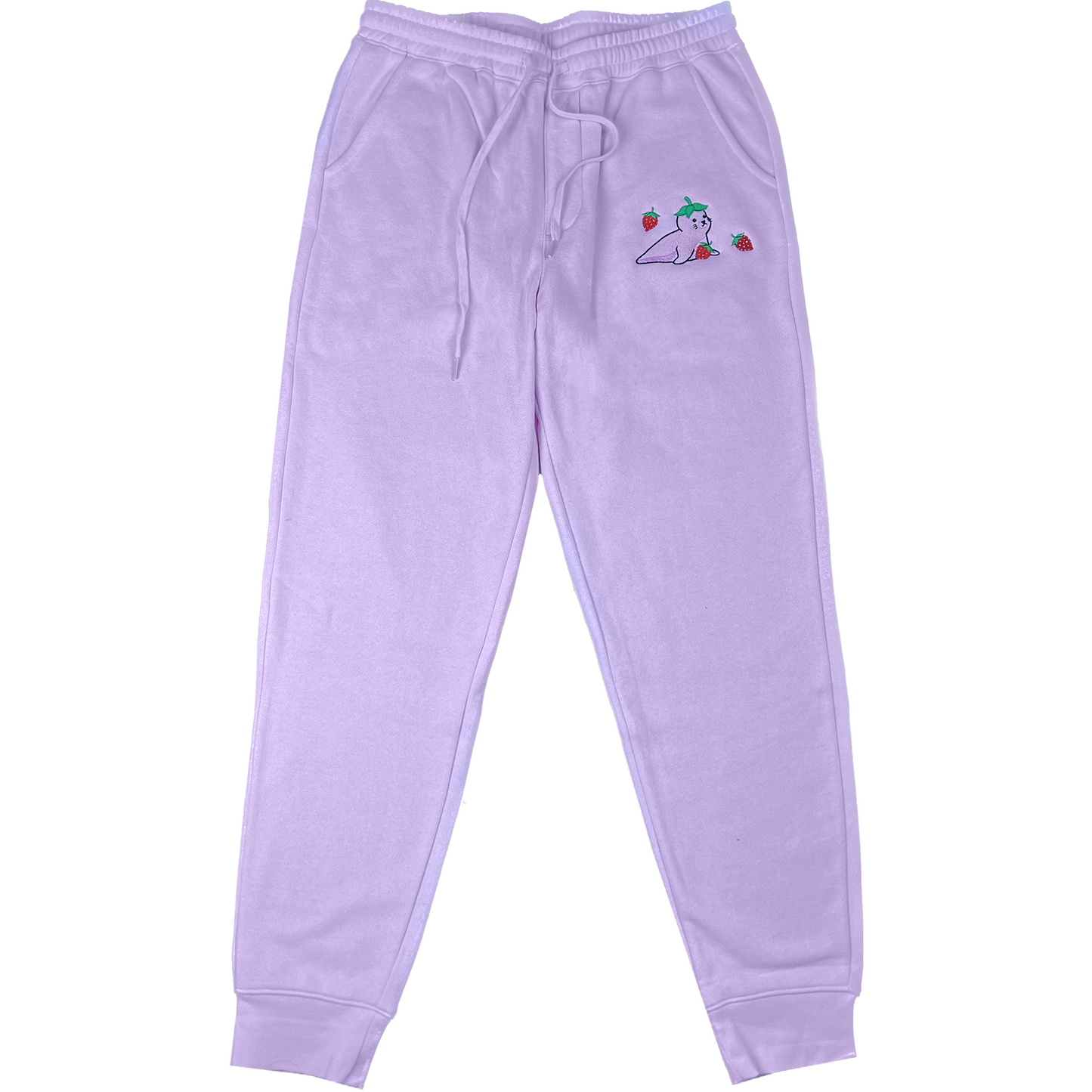 Mochi the Strawberry Seal Embroidered Pink Sweatpants