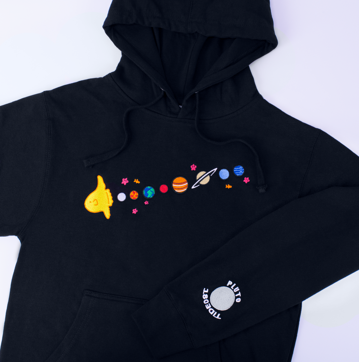 Sunfish Solar System Embroidered Black Hoodie