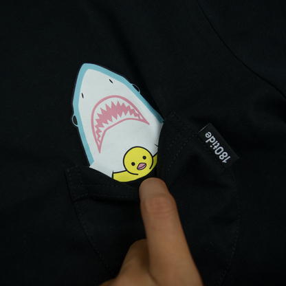 Rubber Ducky Floatie Shark Black Short Sleeve Pocket Tee