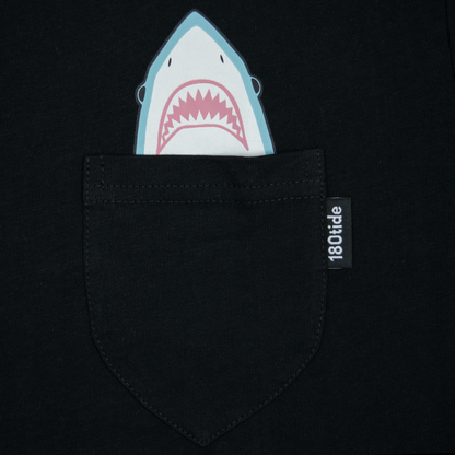 Rubber Ducky Floatie Shark Black Short Sleeve Pocket Tee